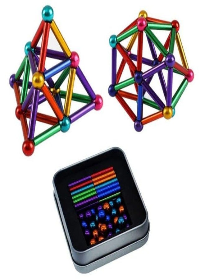 ELOTES Magnetic Building Blocks Set | 36 PCS Colorful Magnet Sticks + 27 PCS Metal Balls | STEM Educational Construction Toy for Kids & Adults | Creativity, Brain Development & Stress Relief - Image 1